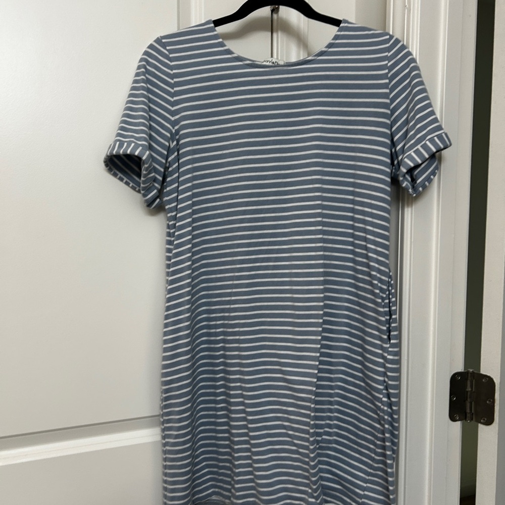 DAVI & DANI Sky Blue and White Striped Top